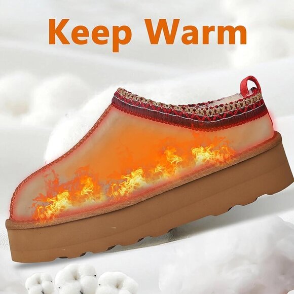 Platform Mini Ankle Boots Fur Fleece Lined Sneakers Women's Slippers - Picture 2 of 7